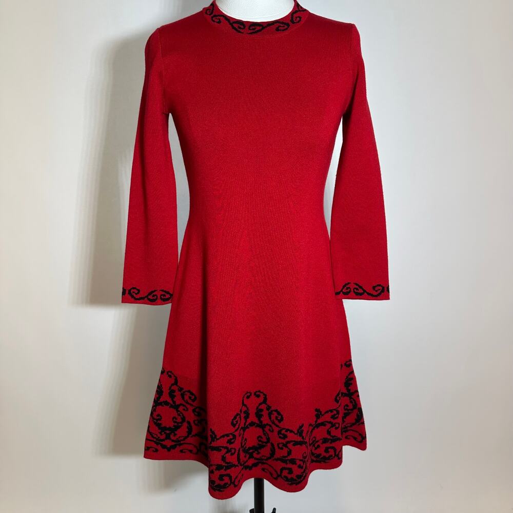 NWT JH Jessica Howard Red 3/4 Sleeve Knit Sweater Dress Holiday Womens Size XL